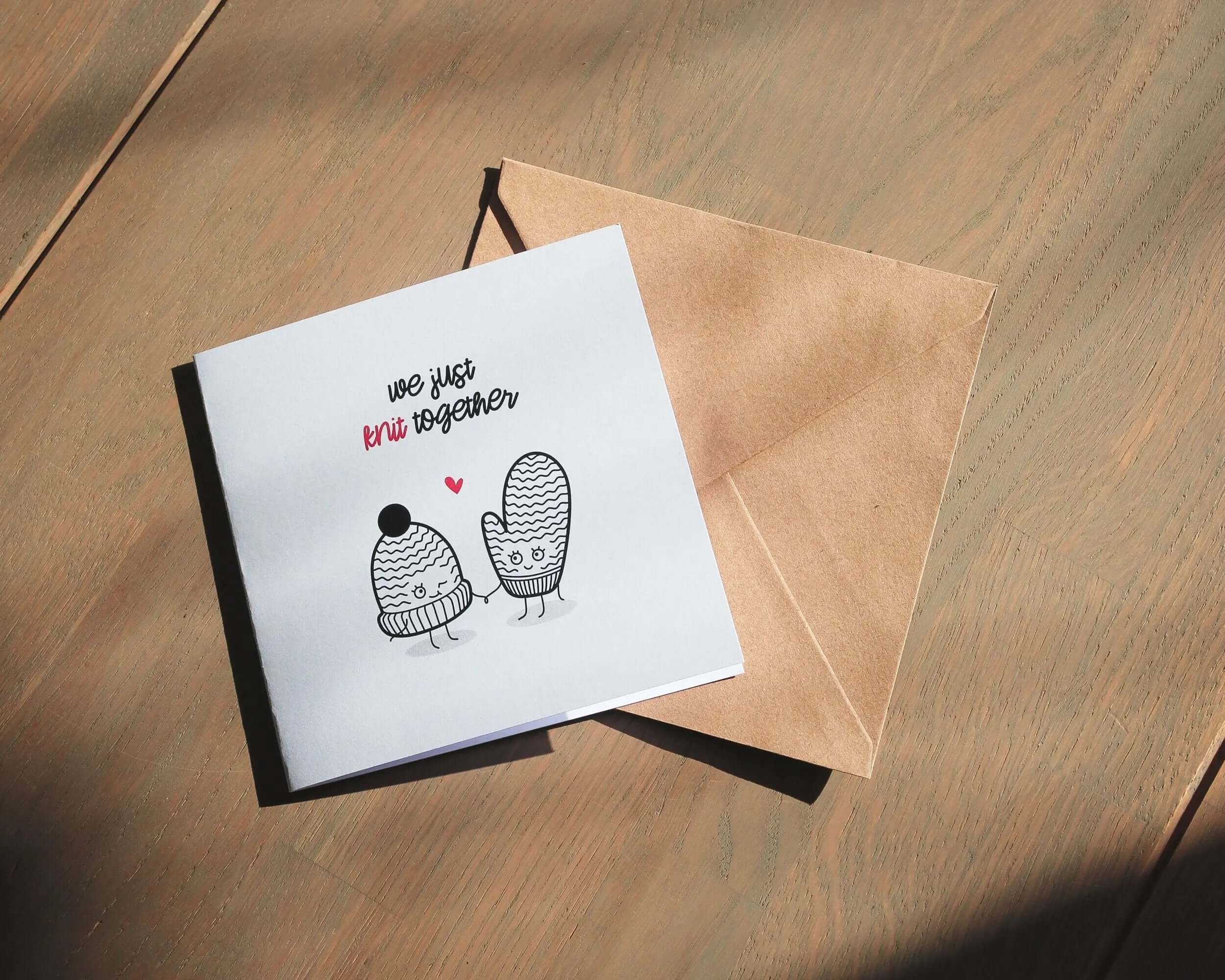 Greeting Card "We Just Knit Together" - Glove and Hat - SMUKHI