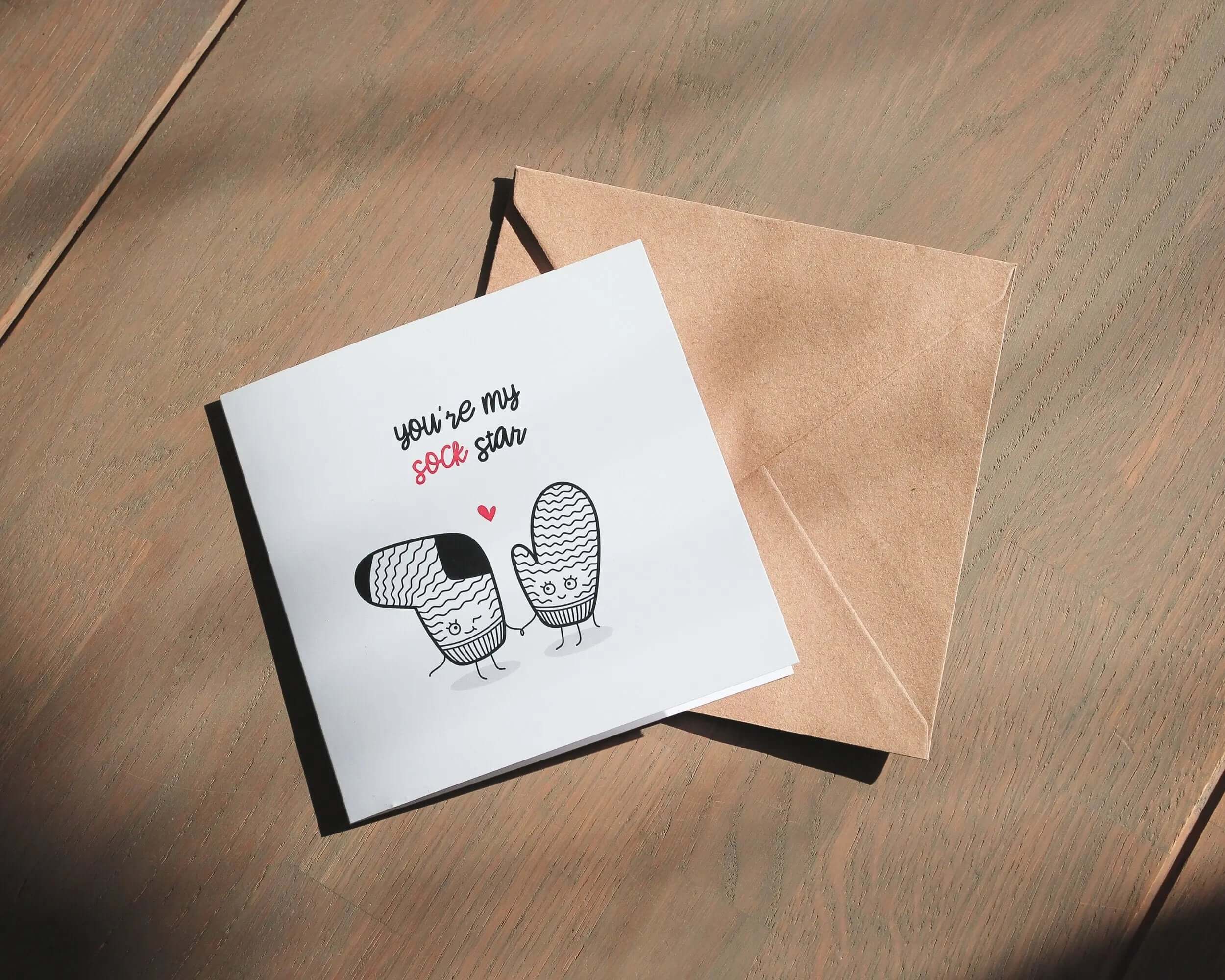 Greeting Card "You're My Sock Star" - Sock and Glove - SMUKHI