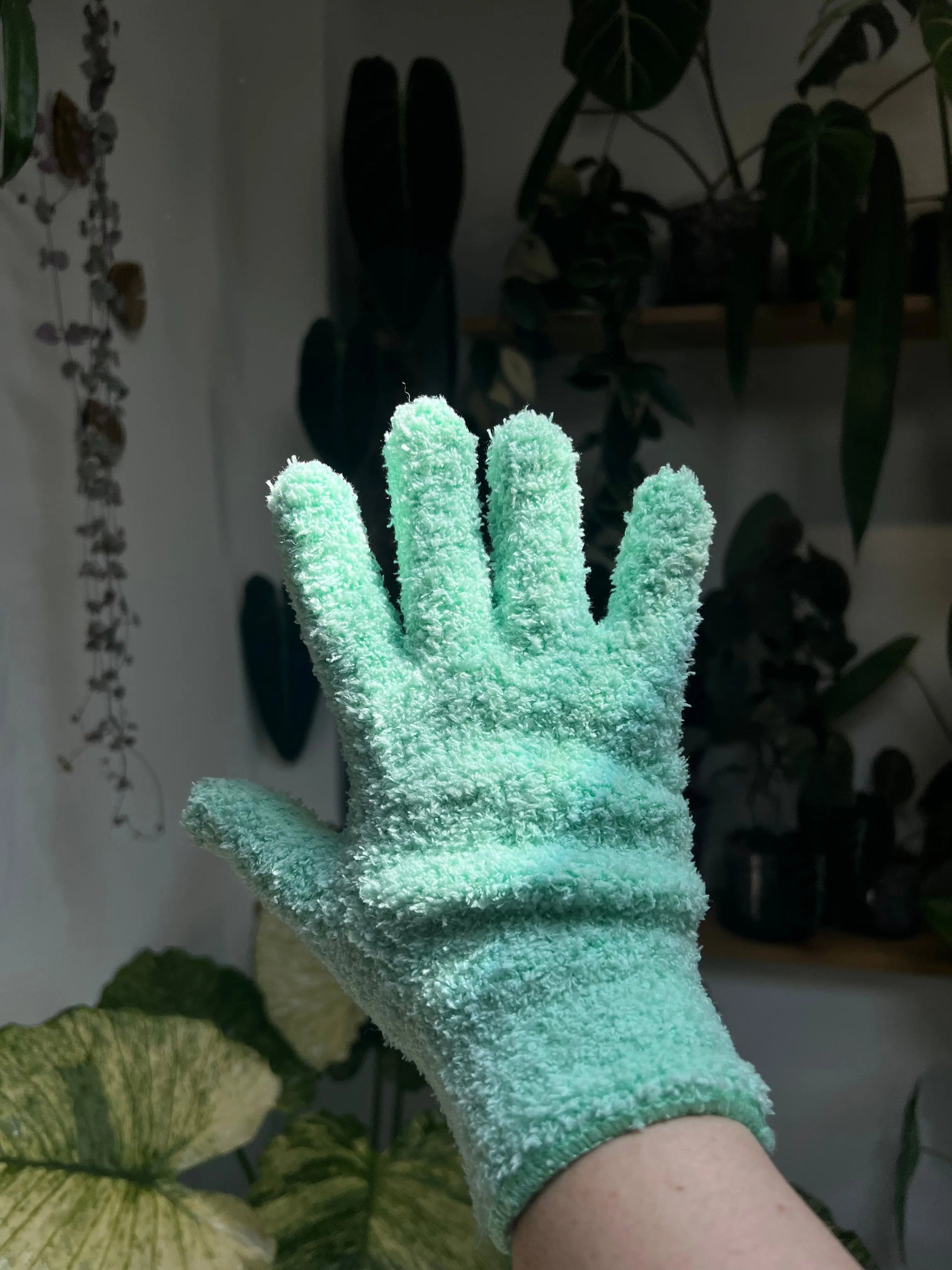 1 Pair of Leaf Shining Microfiber Gloves Gentle Cleaning for Plant Foliage  Ultra-soft Microfiber for Dust Removal 