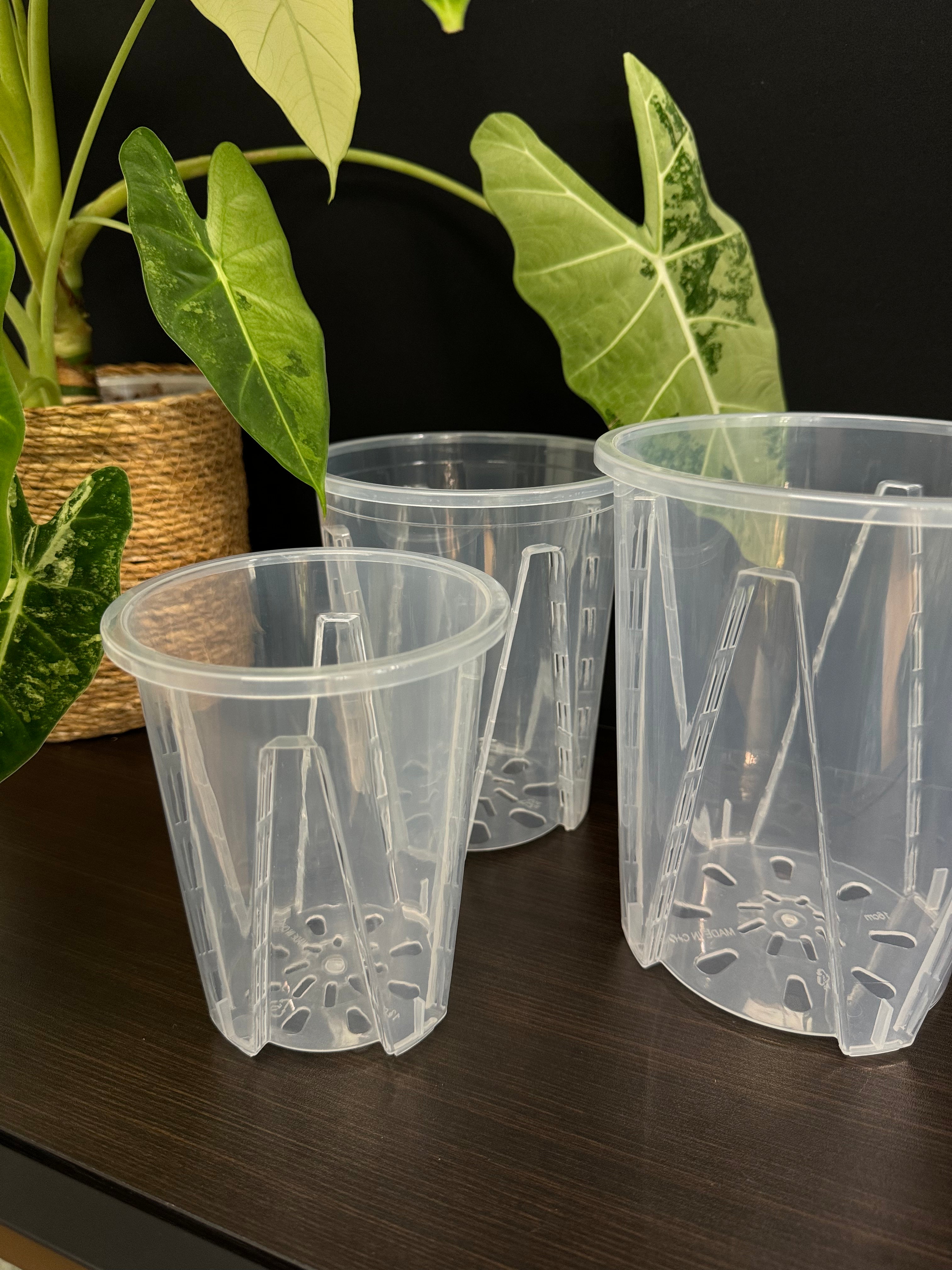 Clear Anti-Spiral Plastic Pots