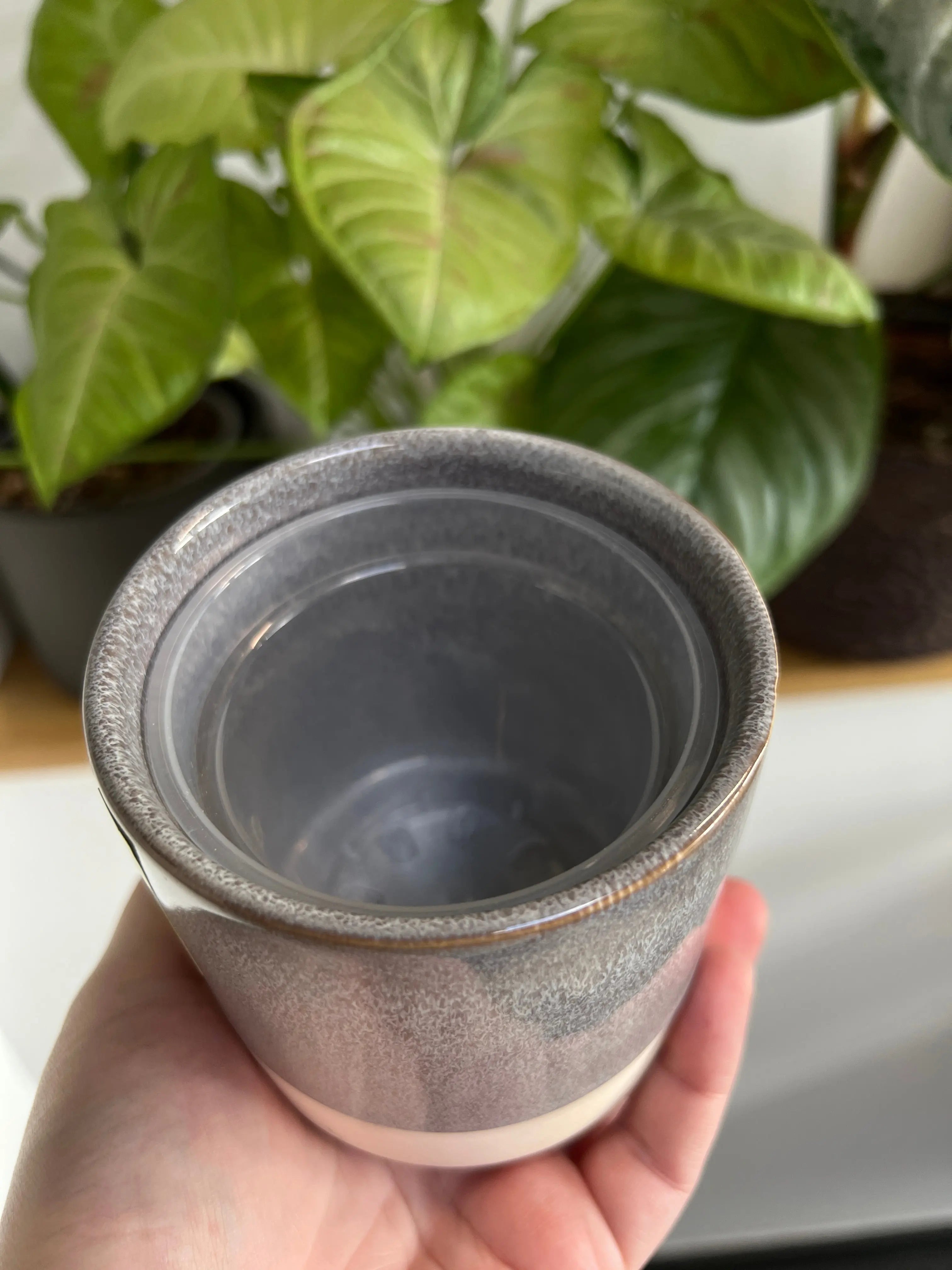 Duotone Plant Pot - Gray and Natural - D8 - SMUKHI